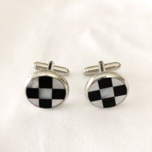 Black Onyx Mother of Pearl Stainless Cufflinks NWOT